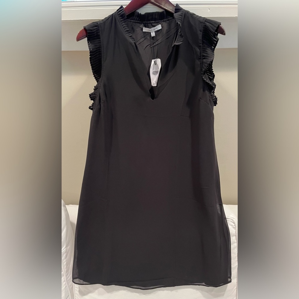 Black shift dress with ruffle details